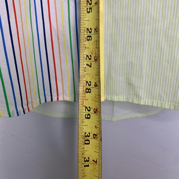 Free People Solid & Striped Rainbow Color Block Dress Shirt Size Medium - Picture 7 of 16